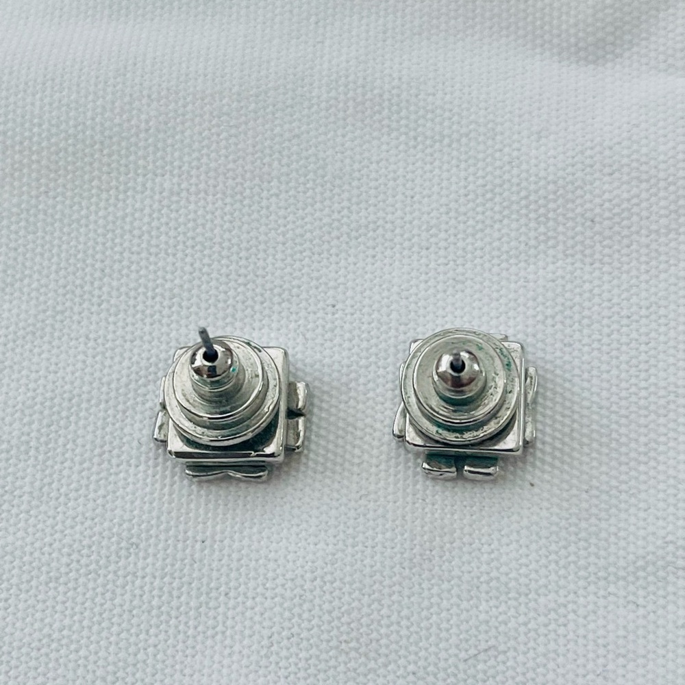 Tory Burch Silver Logo Stud Earrings - Picture 3 of 3